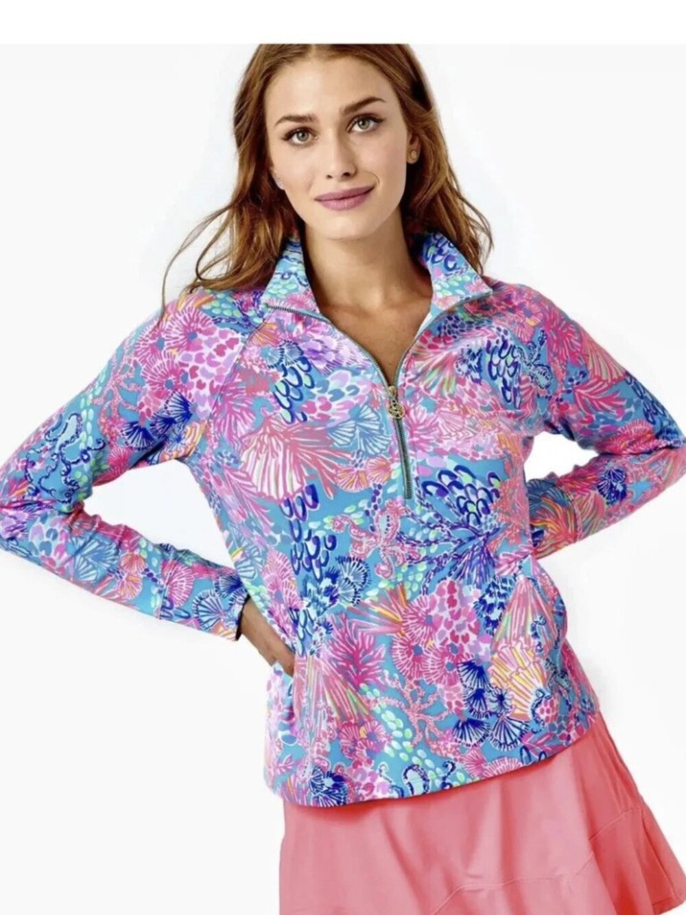 Lilly Pulitzer, NWOT, Size Medium, Melena Popover quarter-zip sweatshirt